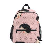 Zaino per bambini e bambine, mini zaini per asilo con motivo a ricci e pois rosa con targhetta per il nome, Simpatici ricci rosa a pois, 3-5 Years, Zaini Carino