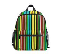 Zaino per bambini e bambine, piccolo zaino prescolare a righe colorate per ragazze con targhetta per nome, Strisce colorate., 3-5 Years, Zaini Carino