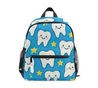 Zaino per bambini e bambine, simpatiche stelle dei denti, zaino da viaggio blu con targhetta per il nome, mini zaini per bambini, Graziose stelle dentali, blu, 3-5 anni, Graziosi zaini