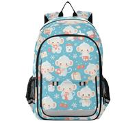 Zaino per bambini e ragazze per la scuola 8-12: borse leggere per libri per bambini in colori assortiti - Cartoon Monkey Milk White Chritmas Blue