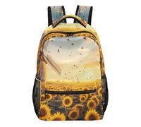 Zaino per bambini girasoli per ragazze | Zaino grande con due tasche laterali in rete, comoda imbottitura per le spalle per le scuole superiori, medio