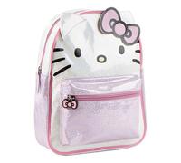 Zaino per bambini Hello Kitty, taglia unica, effetto lucido, tasca frontale con cerniera e spallacci regolabili, licenza ufficiale per scuola e passeggiate, colore: rosa chiaro