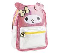Zaino per bambini Hello Kitty, taglia unica, per il tempo libero, rosa con glitter, spallacci regolabili e tasca frontale con cerniera, ideale per passeggiate e regalo