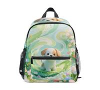 Zaino per bambini in età prescolare con etichetta per il nome, per ragazzi e ragazze, Adorabile cucciolo verde, Medium, Zaini Daypack