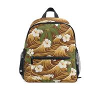Zaino per bambini in età prescolare con etichetta per il nome, per ragazzi e ragazze, Onde d'oro, Small, Zaini Daypack