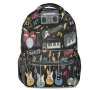 Zaino per bambini in stile retrò con graffiti e cartoni animati, stile retrò, rock, hip hop, accenti dipinti a mano, zaino per studenti alla moda, Stile 1, L