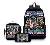 Zaino per bambini italiano Brainrot Tung Tung Set da 3 foto, borsa da scuola da 17 pollici Borsa a tracolla Astuccio leggero e resistente per la scuola,Style5