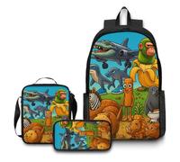 Zaino per bambini italiano Brainrot Tung Tung Set da 3 foto, borsa da scuola da 17 pollici Borsa a tracolla Astuccio leggero e resistente per la scuola,Style4