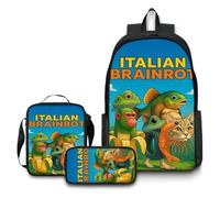 Zaino per bambini italiano Brainrot Tung Tung Set da 3 foto, borsa da scuola da 17 pollici Borsa a tracolla Astuccio leggero e resistente per la scuola,Style6
