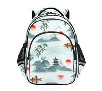 Zaino per bambini, motivo: acquarello, montagna, lago, scuola elementare, Acquerello Montagna Lago, 17 Inch, classico