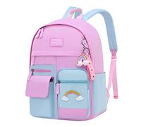 Zaino per bambini, per bambini, per auto, per ragazze, per la scuola, per libri, da donna, casual, per il viaggio, con tasche laterali per bottiglie, stella, viola, grandi tasche, Colore: rosa., S