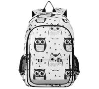 Zaino per bambini per la scuola 8-12: borse leggere per libri per ragazze adolescenti ragazzi in colori assortiti - Animal Owl Simple Line Art Cartoon Style