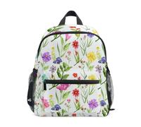 Zaino per bambini per ragazze e ragazzi, borsa per la scuola per bambini con fiori colorati e piante, Piante Fiori Colorati, Medium, Zaini Cool Soccer Print