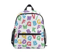 Zaino per bambini per ragazze e ragazzi, zaini colorati per bambini bianchi con lettere dell'alfabeto, Alfabeto colorato bianco, Small, Zaini Cool Soccer Print
