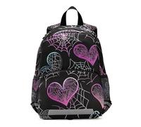 Zaino per bambini per ragazzi e ragazze, con motivo a cuore e ragnatela nera, mini zaino per la scuola per bambini, zaino da viaggio, 3-6 anni, medio