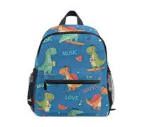 Zaino per bambini per ragazzi e ragazze, zaino da viaggio con dinosauro in stile cartone animato per ascoltare musica con etichetta per il nome, zaini per bambini piccoli, Cartoon Dinosaur Ascolto