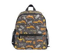 Zaino per bambini per ragazzo/ragazza, carino, per scuola materna, scuola, libro, viaggio, con cinghia toracica, Macchine Edilizia, Taglia unica, Zaini Daypack