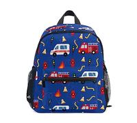 Zaino per bambini per ragazzo/ragazza, per scuola materna, scuola materna, borsa da viaggio, zaino da viaggio con cinghia pettorale, attrezzatura per camion dei pompieri, Multicolore, Small