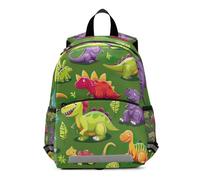 Zaino per bambini piccoli, per ragazzi e ragazze, simpatici dinosauri in stile cartone animato verde, per la scuola materna, 3-6 anni, medio