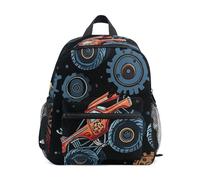 Zaino per bambini, ragazzi e ragazze, simpatico camion dei cartoni animati, mini borsa da viaggio nera con targhetta per il nome, Carino Cartoon Truck Nero, 6-8 Years, Zaini Carino