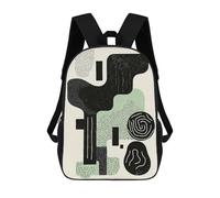 Zaino Per Bambini Sage Green & Black Abstract Minimalist Art - Modern Decor Zaino Scolastico 3D Borsa Scolastica Zaino Scolastico Per Bambini Borse Scolastiche Zaino Alla Moda Con Tasca Borse Per Libr