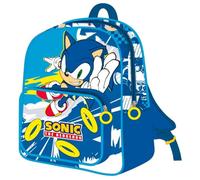 Zaino per bambini Sonic The Hedgehog - Zaino scolastico blu taglia unica con tasca frontale in PVC lucido, cerniere con maniglia, licenza ufficiale per asilo e scuola