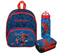 Zaino per bambini Spider-Man - Personalizzato con nome - Set zaino per bambini, Set 1 zaino, borraccia e contenitore per il pranzo, 25 x 31 x 10 cm