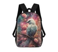 Zaino per bambini stampato 3D Man Facing Bright Future, alla moda, casual, leggero, per scuola, università e viaggi, White Bird And Roses, 17"