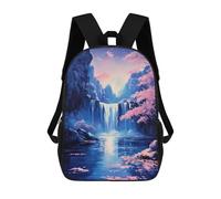 Zaino Per Bambini Stampato in 3D Waterfall Serenity Cherry Blossom Nature Zaino Scolastico Ad Alta Capacità, Borse Da Viaggio Per Libri Per Ragazzi, Studenti Delle Scuole Elementari E Medie 17inch