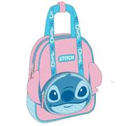 Zaino per bambini Stitch - Zaino per il tempo libero fantasia con tasca frontale 3D e orecchie, glitter rosa e blu, manici regolabili, 100% poliuretano, licenza ufficiale per passeggiate e regalo