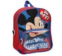 Zaino per bambini Topolino per bambini e bambine, zaino scolastico con tasca frontale trasparente, cerniere con maniglie, poliestere e PVC, ideale per l'asilo e il ritorno a scuola