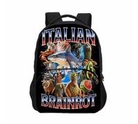 Zaino per bambini Tralalerotralala, borsa da scuola con tasca frontale per animali italiani Brainrot AI per ragazzi e ragazze,Style 2