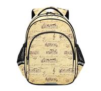 Zaino per bambini, vintage, con note musicali, zaino scuola elementare, Note musicali vintage, 15 Inch, classico