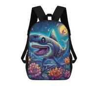 Zaino Per Bambini Whimsical Shark in A Fantasy Underwater Garden Zaino Scolastico 3D Borsa Scolastica Zaino Scolastico Per Bambini Borse Scolastiche Zaino Alla Moda Con Tasca Borse Per Libri 17inch