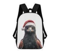 Zaino Per Bambini, Zaino Stampato in 3D Black And Chestnut Eagle with Santa Hat, Zaino Per Ragazzi E Ragazze, Borsa Scolastica Leggera E Regolabile Da 17 Pollici Per La Scuola Primaria 17inch