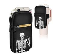Zaino per bottiglia d'acqua per Stanley Quencher Cup - Stampa scheletro nero 40 850 g borsa borsa marsupio portafoglio per chiavi del telefono accessori da palestra