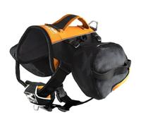 Zaino per cani Kurgo Baxter, Borsa per sella per cani, Zaino per animali da trekking, a piedi o in campeggio, Nero/Arancione - Grande (L)
