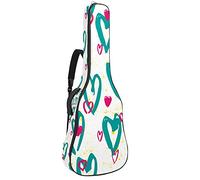 Zaino per chitarra con tracolla regolabile per chitarra e chitarra per bassi inferiori a 100 cm, chitarra classica folk Loving Heart Pattern