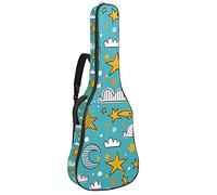 Zaino per chitarra con tracolla regolabile per chitarra e chitarra per basso inferiore a 12 cm, chitarra classica folk cartoon Doodle Moon Star Cloud