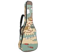 Zaino per chitarra con tracolla regolabile per chitarra e chitarra per basso inferiore a 42 pollici, chitarra classica folk Island Treasure Pirate Map