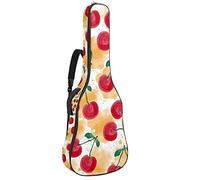 Zaino per chitarra con tracolla regolabile per chitarra e chitarra per basso inferiore a 42 pollici, chitarra classica folk rossa deliziosa ciliegie