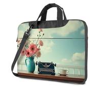 Zaino per computer da uomo macchina da scrivere vintage e fiori su un tavolo di legno borsa per laptop zaino per laptop per uomo borsa per laptop da 17 pollici, Colore, 29x38cm