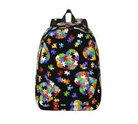 Zaino per computer portatile con stampa a forma di cuore per la consapevolezza dell'autismo, zaino per scuola, viaggi, lavoro, lavoro, università, leggero, casual, in tela, per campeggio