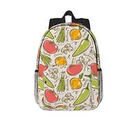 Zaino per computer portatile con stampa di frutta e verdura, leggero, impermeabile, da viaggio, ergonomico, 38,1 cm, Frutta vegetale, One Size