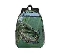 Zaino per computer portatile con stampa di pollo e maiale, leggero, impermeabile, da viaggio, ergonomico, da 15 pollici, pesce con un richiamo, One Size