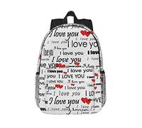 Zaino per computer portatile con stampa dorata, blu, bianco, leggero, impermeabile, da viaggio, ergonomico, 15 pollici, Ti amo parole con cuori, One Size