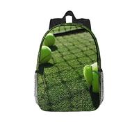 Zaino per computer portatile con stampa natalizia e impermeabile, leggero, da viaggio, ergonomico, 38,1 cm, Palline da tennis sul campo da tennis in erba, One Size