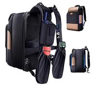 Zaino per computer portatile da 15,6" con tracolla pieghevole brevettata e USB, zaino scolastico con capacità estensibile, per viaggio/affari/tempo libero e escursionismo, per uomini e donne, nero