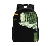 Zaino per computer portatile da 15 pollici da viaggio casual zaino carino borse a tracolla borsa scuola, Esca Con Lenza Da Pesca Mangiare Piccolo Pesce, One Size, Casual