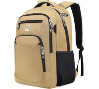 Zaino per computer portatile, da viaggio d'affari, antifurto, sottile, durevole, con porta di ricarica USB, impermeabile, per donne e uomini, adatta per laptop e notebook da 15,6", cachi